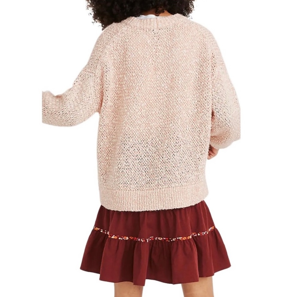 NEW MADEWELL PINK MARLED KNIT PULLOVER SWEATER - Picture 6 of 9